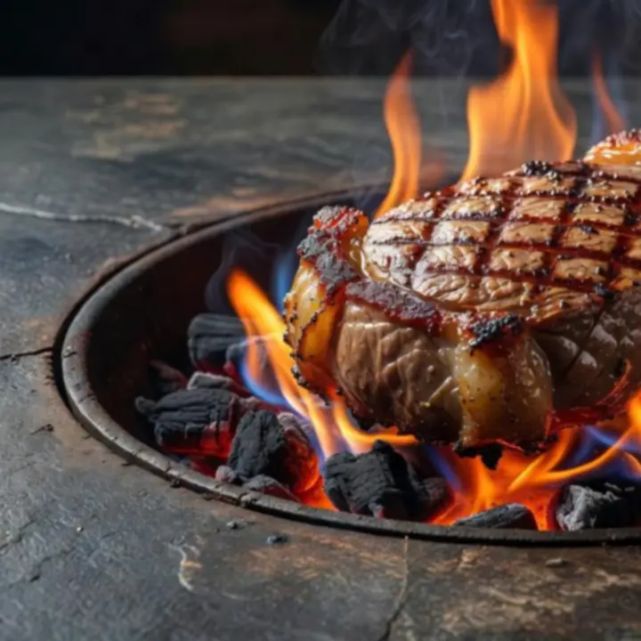 Parázson sült, prémium magyar steak öntöttvas tálon tálalva